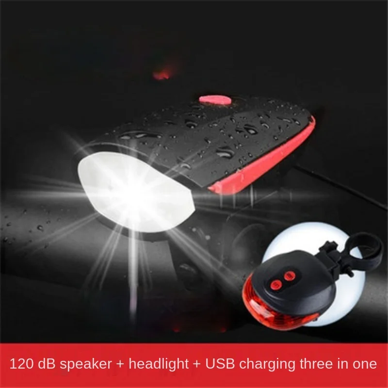 Bicycle Lamp Headlight Mountain Bike Night Riding Equipment Strong Light Flashlight Charging Horn Cycling | Спорт и развлечения