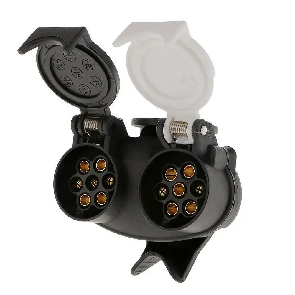 

13 Pin to 7 Pin Euro Trailer Towing Caravan Dual Socket Plug Adapter Connector