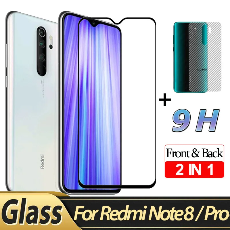 2-in-1 Glass Film 3-в-1 ясный Ударопрочный чехол+ закаленное cтекло на редми нот 8 про cтекло Xiaomi Redmi Note 8 Pro Экран Защитная cтекло redmi note 8 pro Наклейка на заднюю часть cтекло редми ноут 8 redmi note 8 3D cтекло - Цвет: 2-in-1 Glass Film