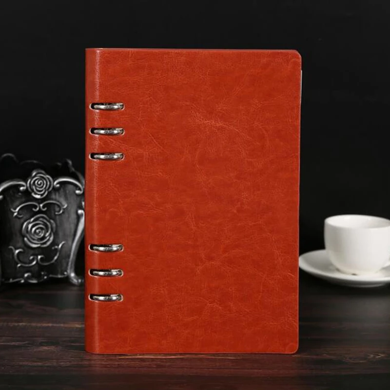 A5 спиральный блокнот 6 колец кожаный твердый переплет вкладыш Личный Дневник