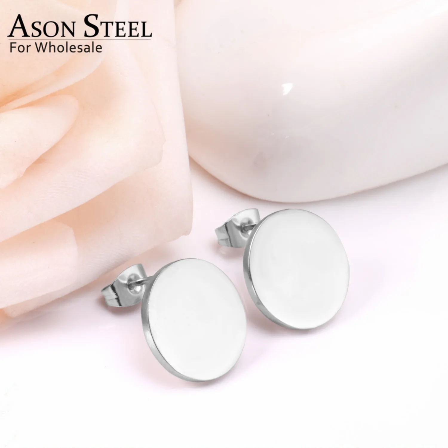 Серьги-пусеты в простом стиле из нержавеющей стали круглые женские серьги