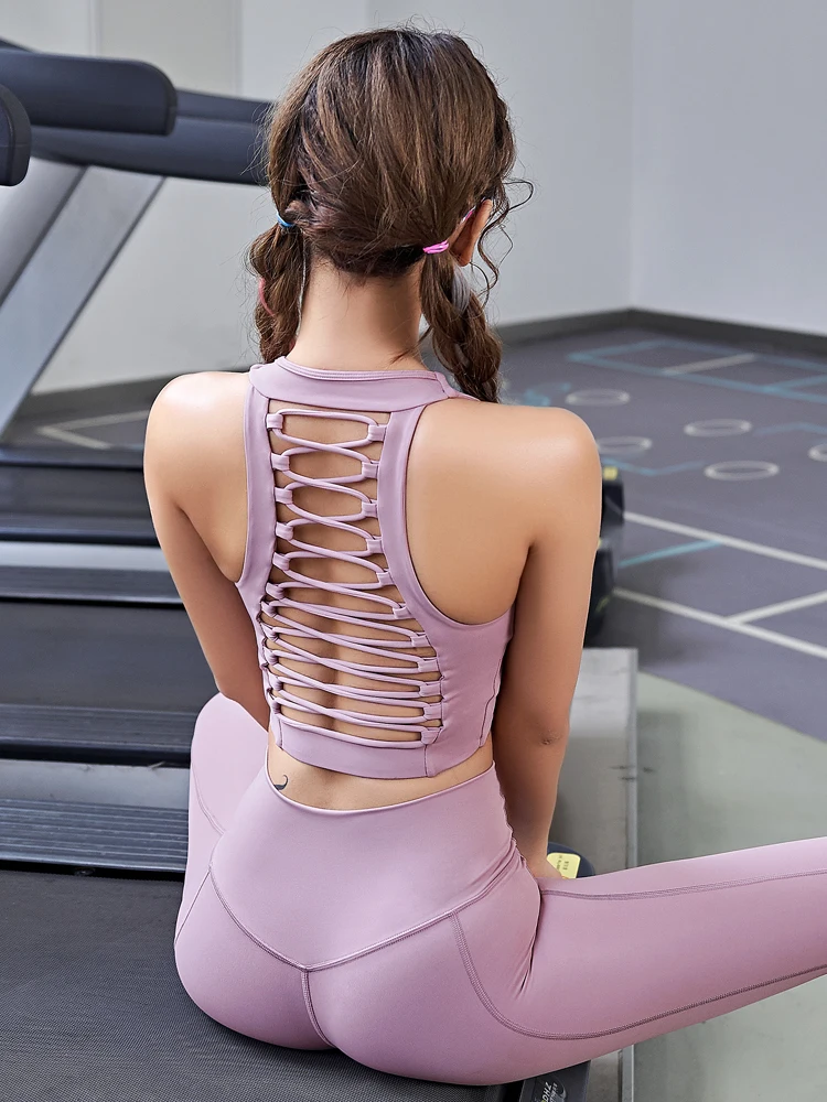 

High-intensity sports underwear women's shockproof stereotypes gather and close the breasts vest bra beautiful back running yoga