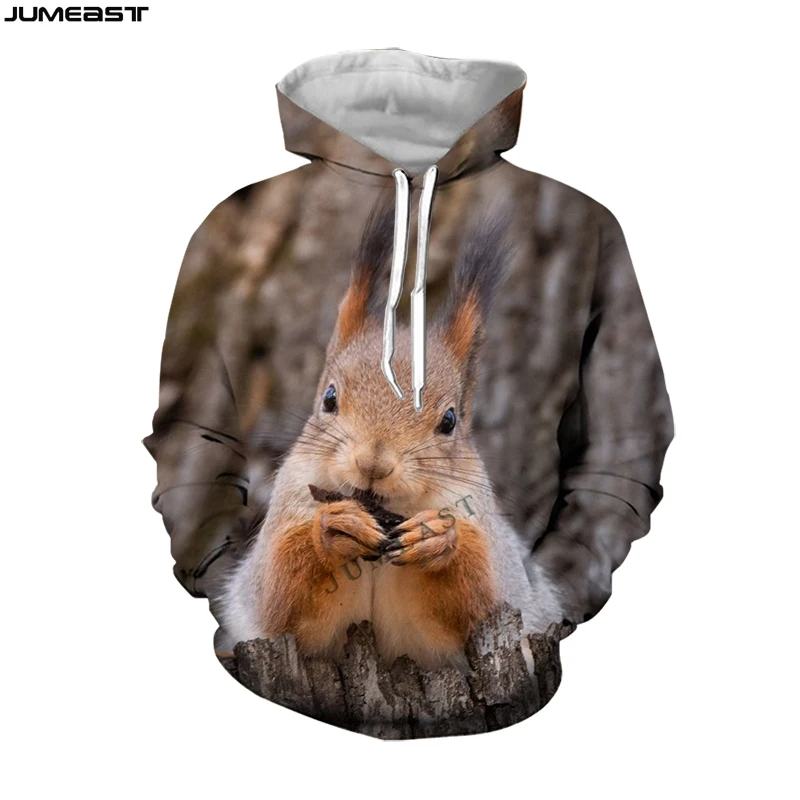 

Jumeast Men's Hoodies Animal Grey Red Fox Squirrel Women's Sweatshirt 3D Oversized Coat Tracksuit Funny Spring Autumn Pullover