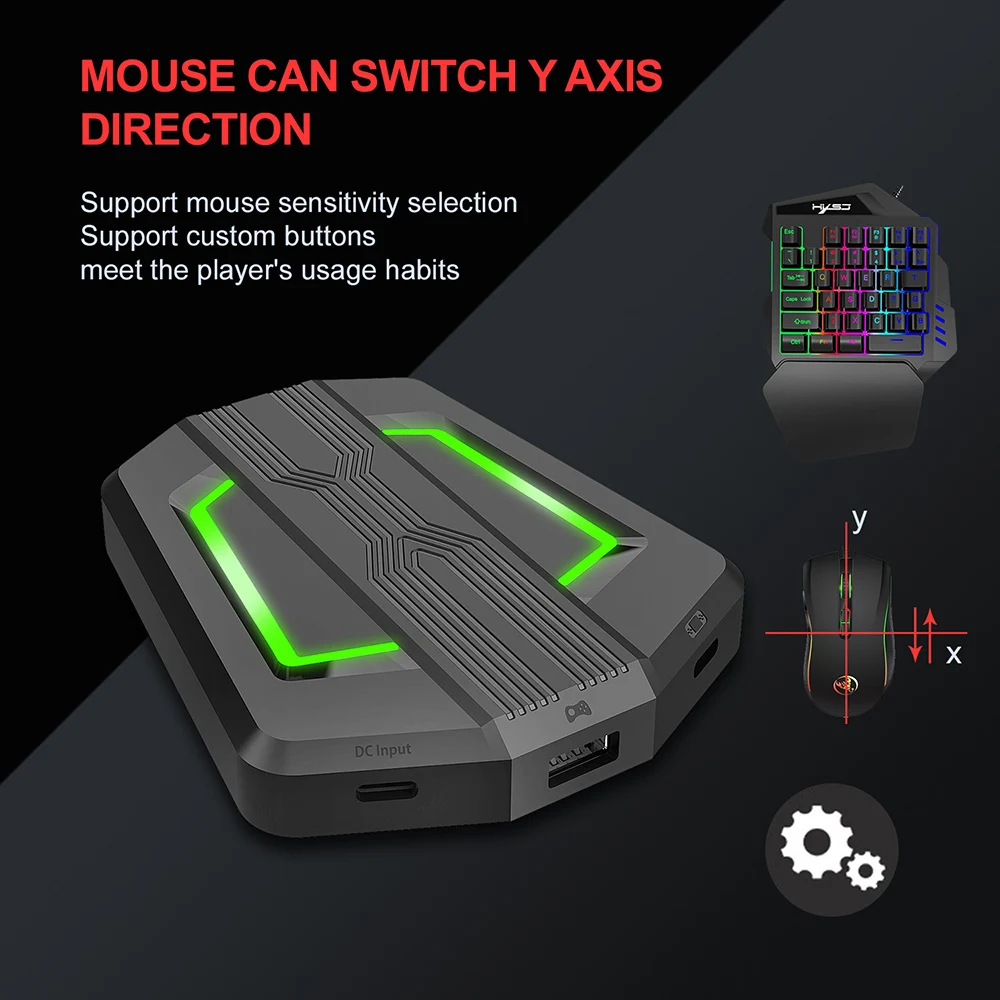 

PC Keyboard Converter Breathing Light Keyboard and Mouse Adapter Portable Mice Converter for N-Switch PS4 PS3 XBox One 360