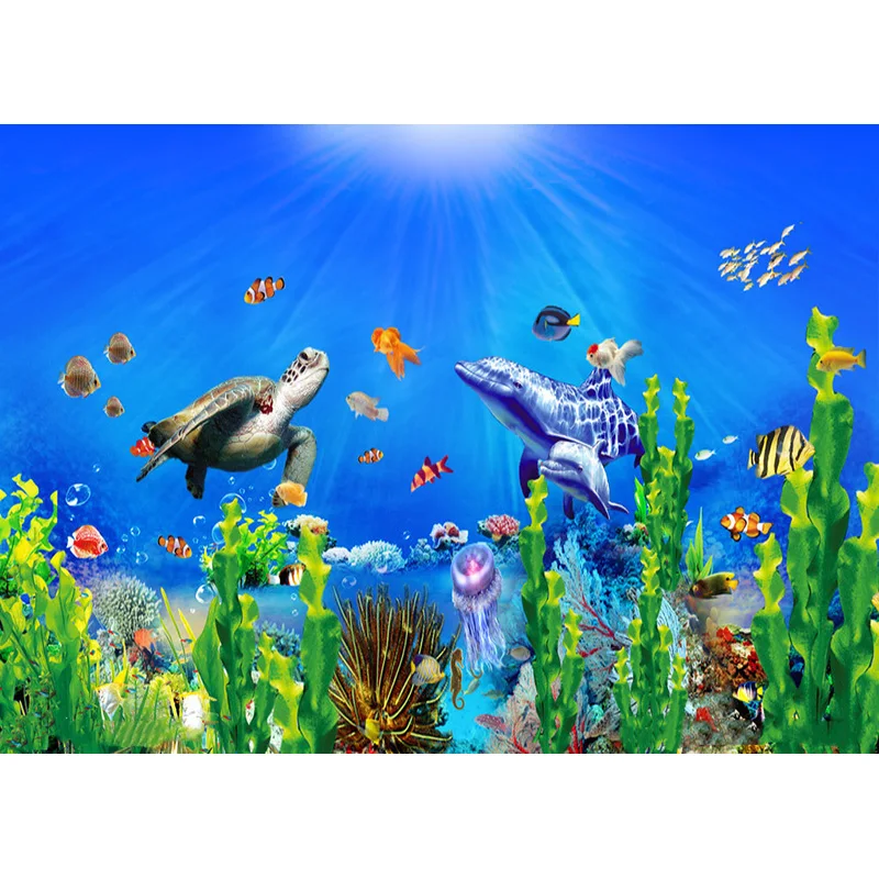 Фон для фотосъемки детей на день рождения с изображением океана и мира