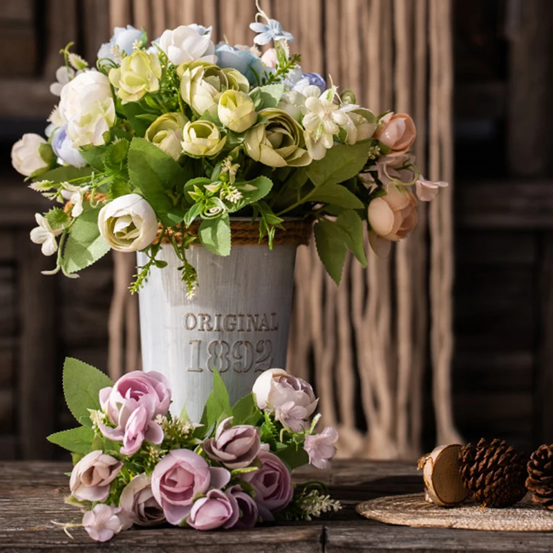 10 голов Шелковый Пион Букет Мини Искусственные цветы чайная роза Флорес Флер