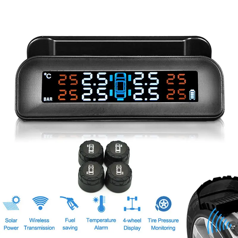 Универсальный Анти-взрыв монитор давления в шинах TPMS пастообразный беспроводной ЖК-дисплей цветной экран USB солнечная зарядка автомобильные аксессуары