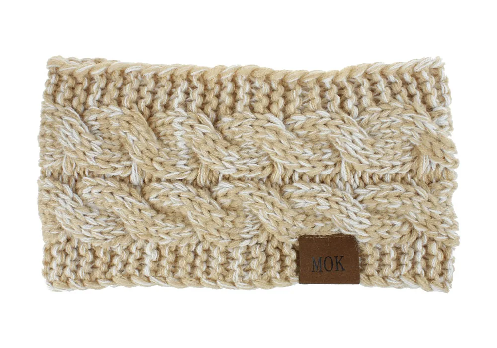 White with ivory MOK Вязаная повязка на голову, Женская повязка на голову, Женская повязка на голову, широкая повязка на голову, вязаная повязка на голову для девушек, Зимняя повязка на голову WH405D - Цвет: White with ivory MOK