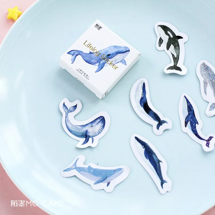 

45 Pcs/Box Animal Blue Whale Fish Mini Paper Sticker Diary Decoration DIY Scrapbooking Label Seal Sticker Stationery