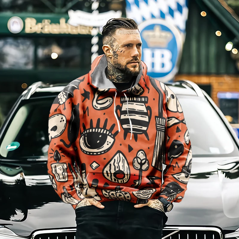 

Men's Spring And Autumn New 3d Printing Cartoon Graffiti Hoodie Casual Sweatshirt Popular Graffiti Design Harajuku Hoodie