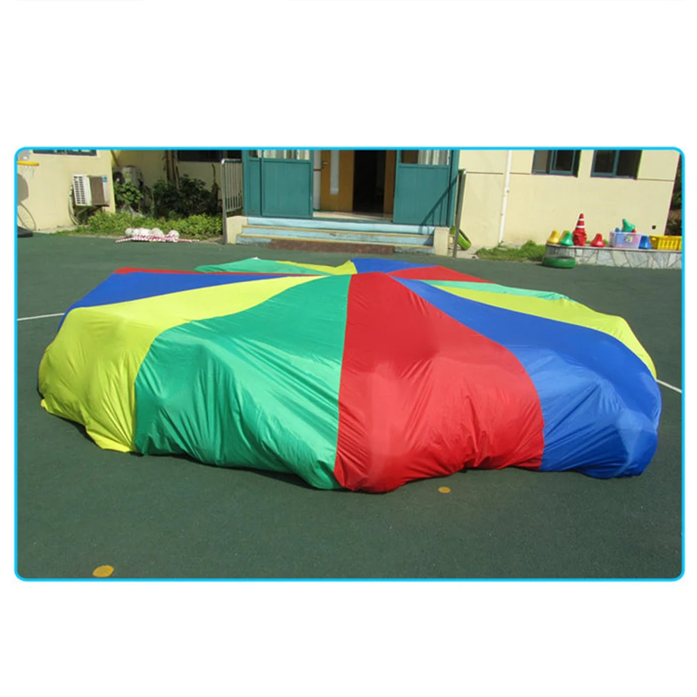 Kids Rainbow Play Parachute with Handles Outdoor Teamwork Game Interactive Toy New | Игрушки и хобби