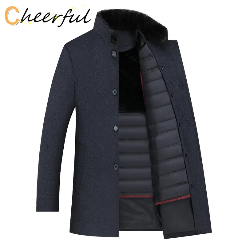 

Пальто мужское шерстяное со съемной подкладкой, теплая длинная верхняя одежда, пальто в английском стиле, пальто на толстой утином пуху, для...