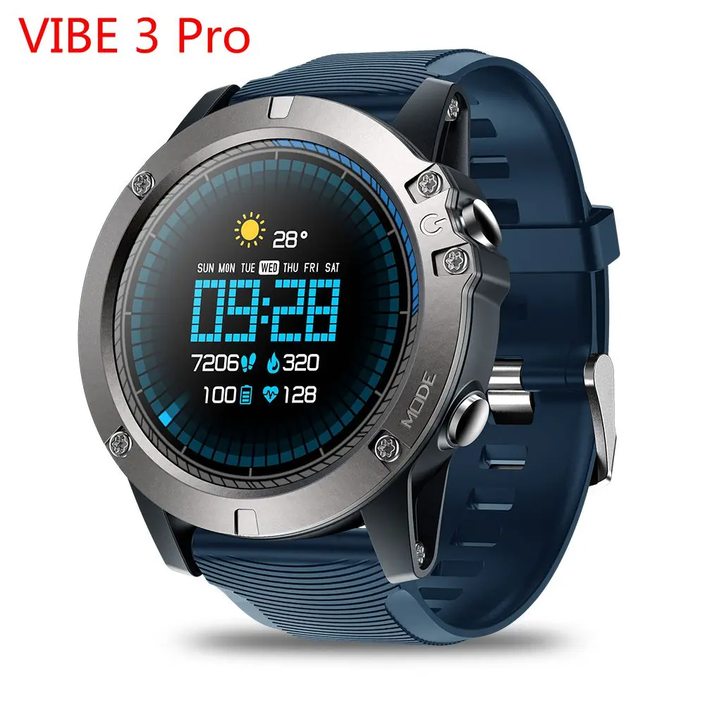 blue VIBE 3 PRO Zeblaze VIBE 3 ЭКГ Смарт часы мужские спортивные Шагомер монитор сна Поддержка 11 языков IP67 Smartwatch цветной дисплей Android IOS - Цвет: blue VIBE 3 PRO