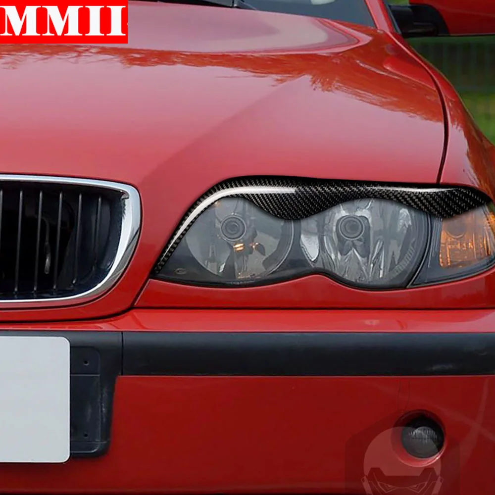 Carbon Fiber Stickers For BMW 3 Series E46 1999-2004 Multiple Colors Headlight Eyebrows Cover Refit Headlamp Car Accessories