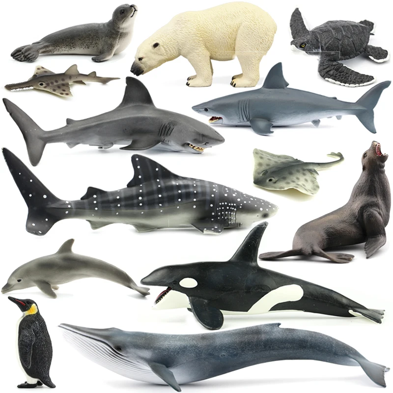 Оригинальные наборы животных океанов sealife, синий кит, Акула, челюсти, тигр, Кит-убийца, leatback, Детская обучающая игрушка, детский подарок