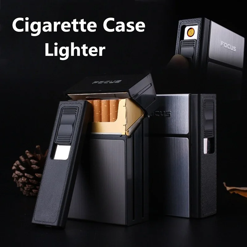 Металлический чехол для сигарет зажигалка USB Электронная Вольфрамовая турбо 20