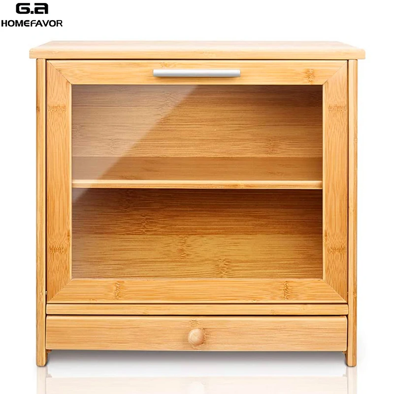 

Bamboo Bread Box With Cutting Board Detachable Storage Bin Boxes Big Food Container Drawer Factory Customized Kitchen Organizer