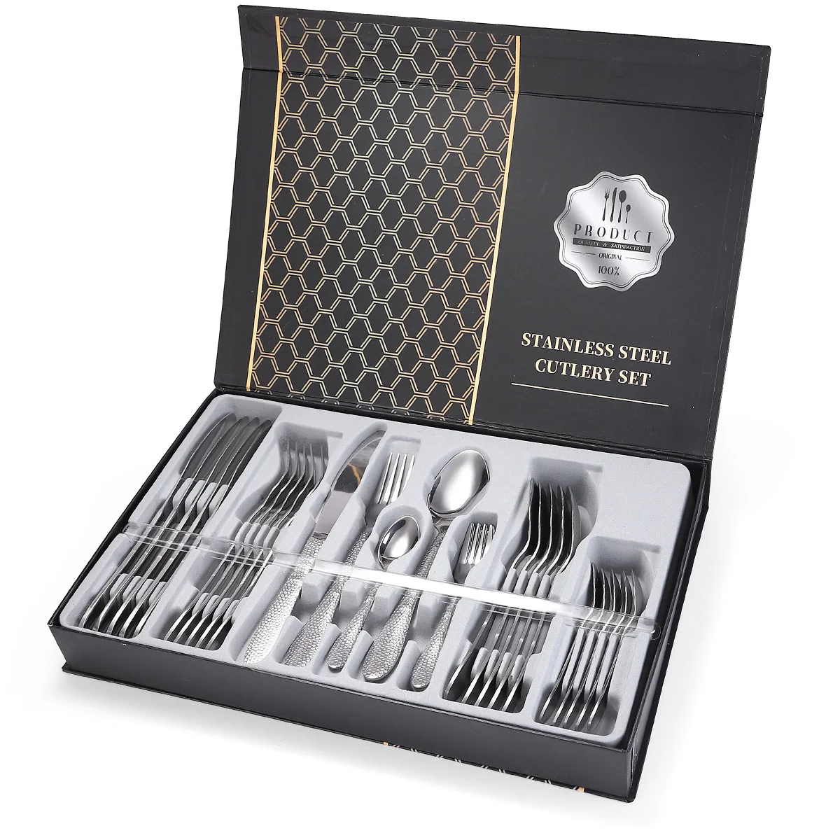 

Rose Gold 30-piece Stainless Steel Cutlery Set Knife Spoon and Fork Set Zero Waste Tableware Cutlery Kitchen Decoration Gift Box
