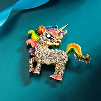 exquisite vintage horse pony brooch hippocampus animal colorful rhinestone brooches for women office casual party jewelry