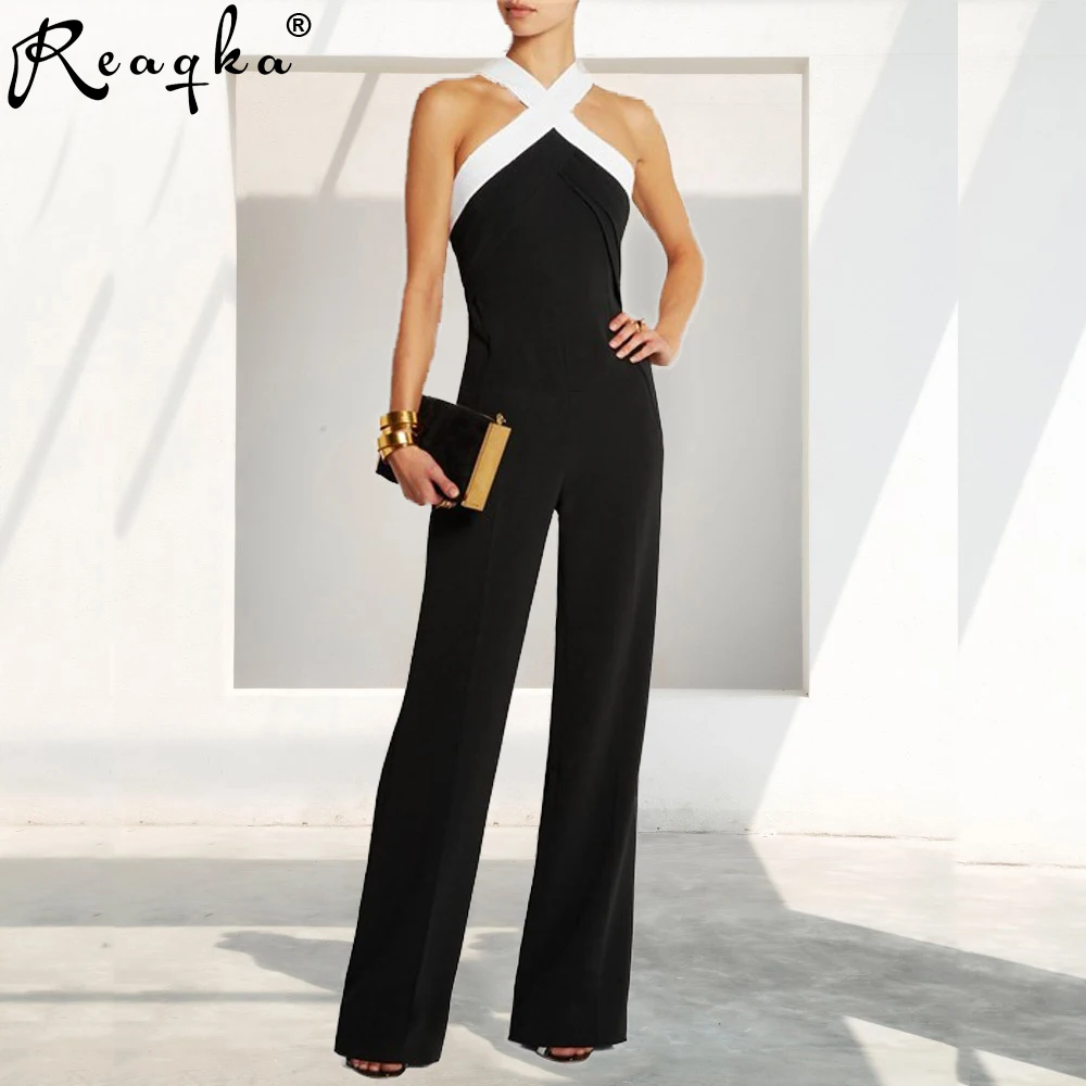 Комбинезоны Трико Новые 2016 Комбинезона женщины в целом Черный белый шить Слинг