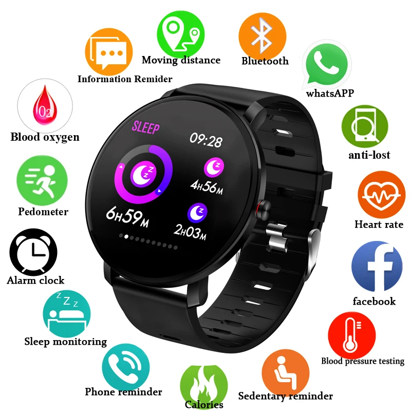 

2019 Waterproof Smartwatch IP68 Mens Gift Sports Fitness Tracker Watch Heart Rate Blood Pressure Weather Calls Phones Reminder
