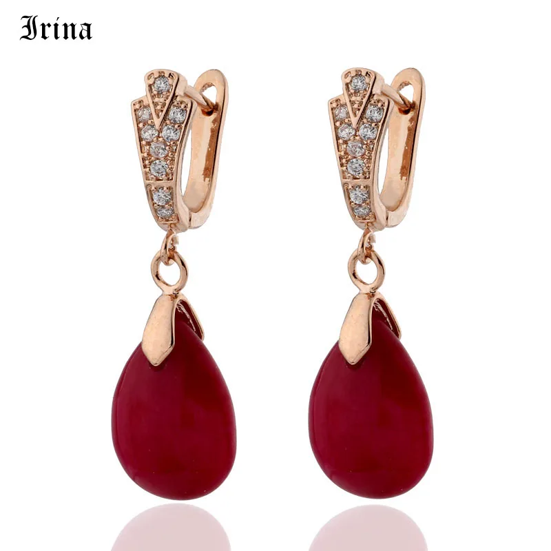 Женские серьги с камнями этнические подвески цвета розового золота 585 пробы