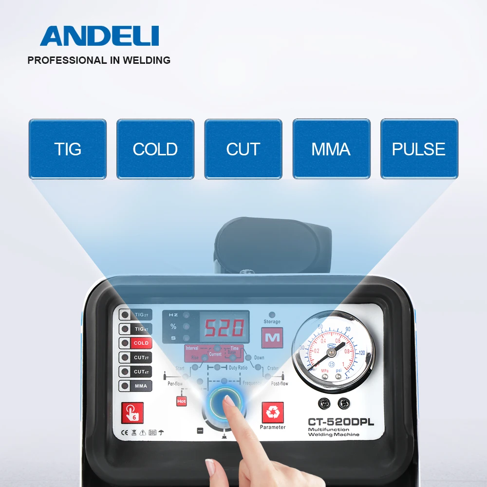 ANDELI Smart Portable Single Phase Multifunctional Welding Machine CT-520DPL 5 in 1 with CUT MMA COLD PULSE TIG machine | Инструменты
