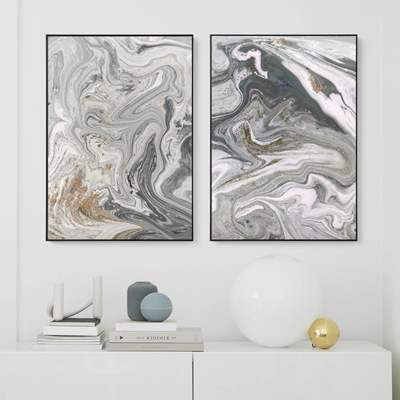 Abstract Nordic Gray Marble Canvas Painting Art Decoration Pictures Room Wall Poster and Print Living Room Bedroom Home Decor