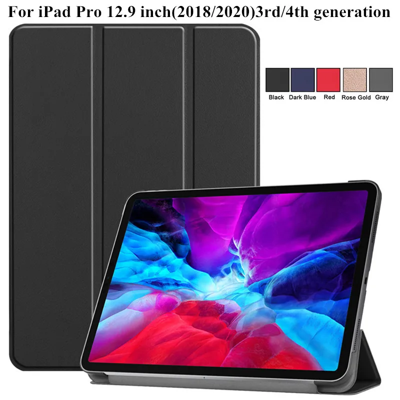 

Чехол для Apple iPad Pro 12,9, складная подставка из 2020 искусственной кожи, жесткая задняя панель из поликарбоната, умный чехол для Funda iPad Pro 12 9, чехол ...