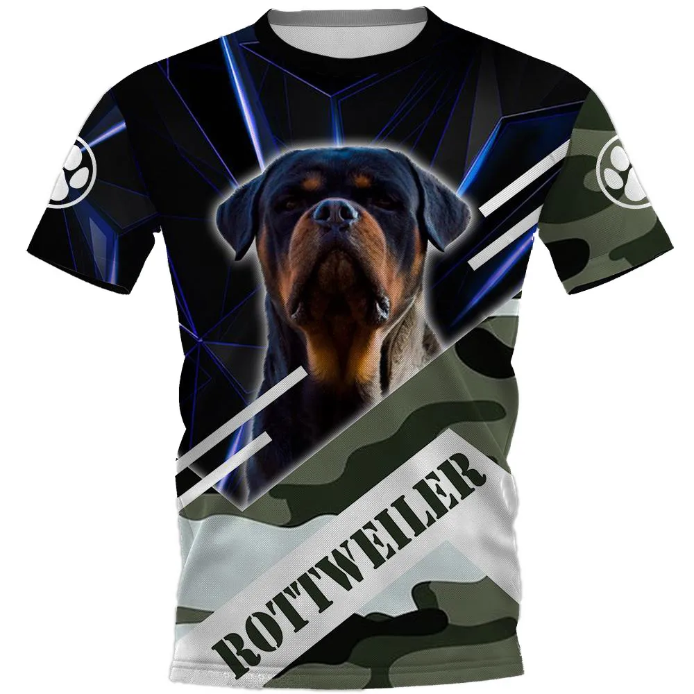 

CLOOCL Animals T-shirt Rottweiler 3D Graphic Dog Need Heroes Too T-shirts Fashion Funny Pullovers Tops Men Clothing