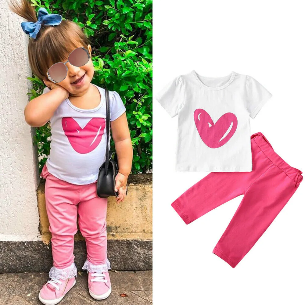 Спортивный костюм из 2 предметов для маленьких девочек комплект одежды топы с