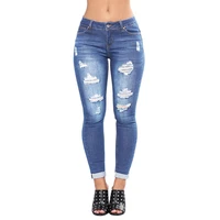 women skinny jeans drawstring denim jeans for women sexy slim ripped hole stretch jean ladies full length pencil pants