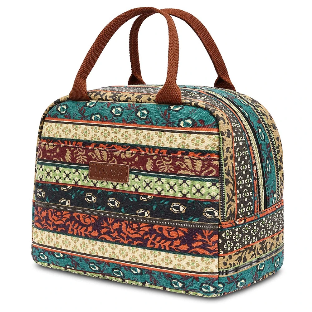 Lunch Bags for Women Kids Men Shoulder Food Picnic Bag Portable Thermal Insulated Cooler Drink Boxes Travel Tote Bohemia Red |