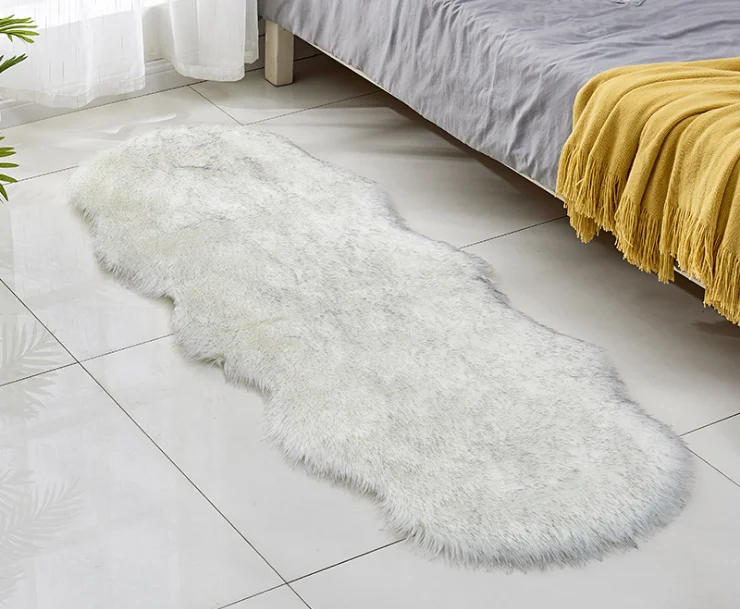 HQ Sheepskin Faux Fur Carpets Rugs For Home Bedroom Kids Living Room Chair Warm High Quality Non-slip White Gray Plush Mat | Дом и сад