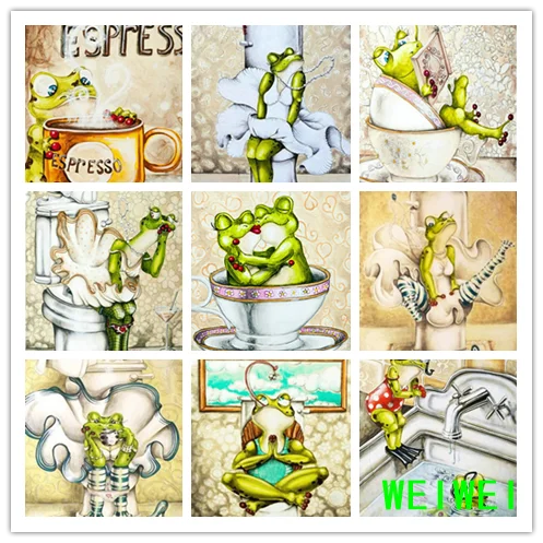 

5D DIY Diamond Painting Frog Rhinestone Pictures Diamond Embroidery Animals Full Square Mosaic Art Home Decoration weiwei