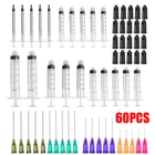 60Pcs новая 1351020 мл шприцы с тупым наконечники игл и шапки промышленные Применение для эфирных Масла научные лаборатории ремесла чернила