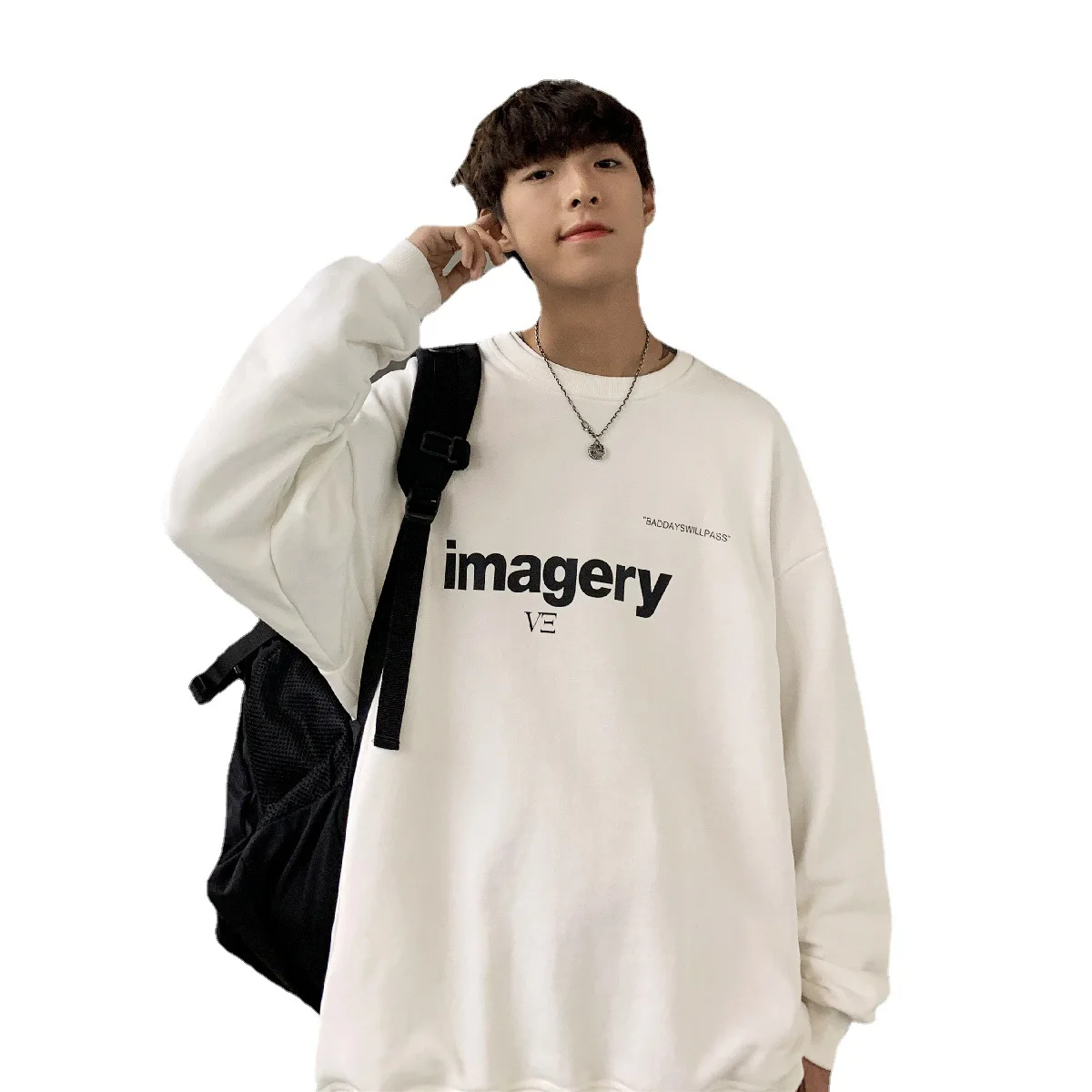 

Spring and autumn round neck sweater men's loose jacket Korean style handsome student tide ins printing casual all-match jacket