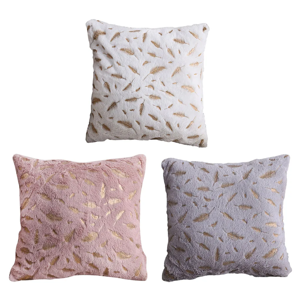 

Home Bronzing Feather Pillow Case Modern and Simple Plush Cushion Cover for Living Room,Bedroom,Car 45x45x5cm