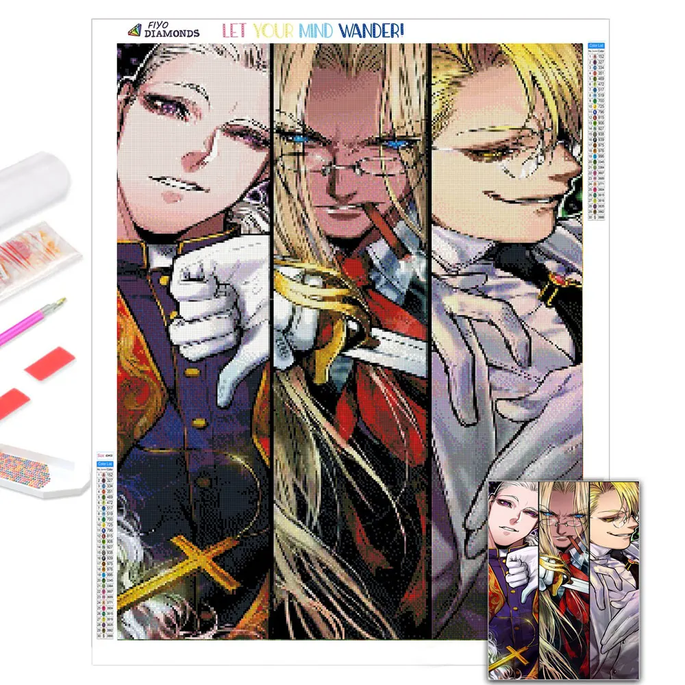 

Diamond Painting 5D DIY Anime Hellsing Full Diamond Mosaic Embroidery Cross Stitch Kits Home Decor Handicraft pintura diamante