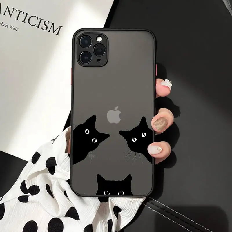 

Illustration art cat animal Phone Cases matte transparent For iphone 7 8 11 12 plus mini x xs xr pro max cover