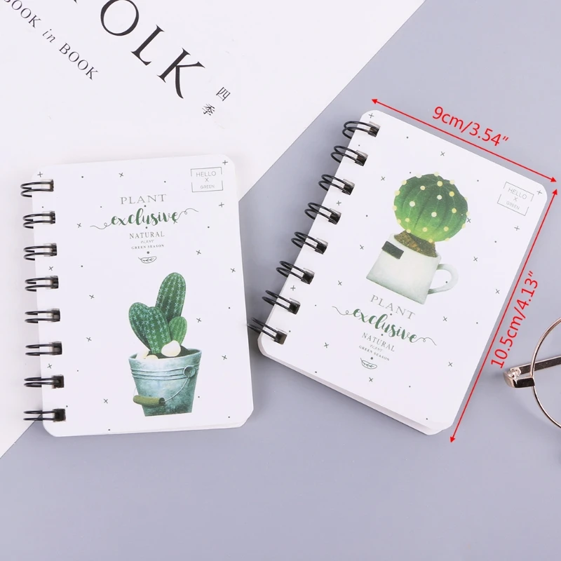 

Cute Cactus Daily Office Supplies Planner Spiral Notebook Diary Notepad Memo Pad