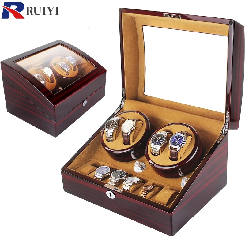 

High Quality Watch Winder Open Motor Stop Luxury Automatic Watch Display Box Winders 2-3, 4-0, 4-6 Wood Leather Box