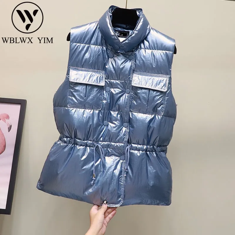 Зимний женский жилет модная двубортная куртка жилетка без рукавов Толстые