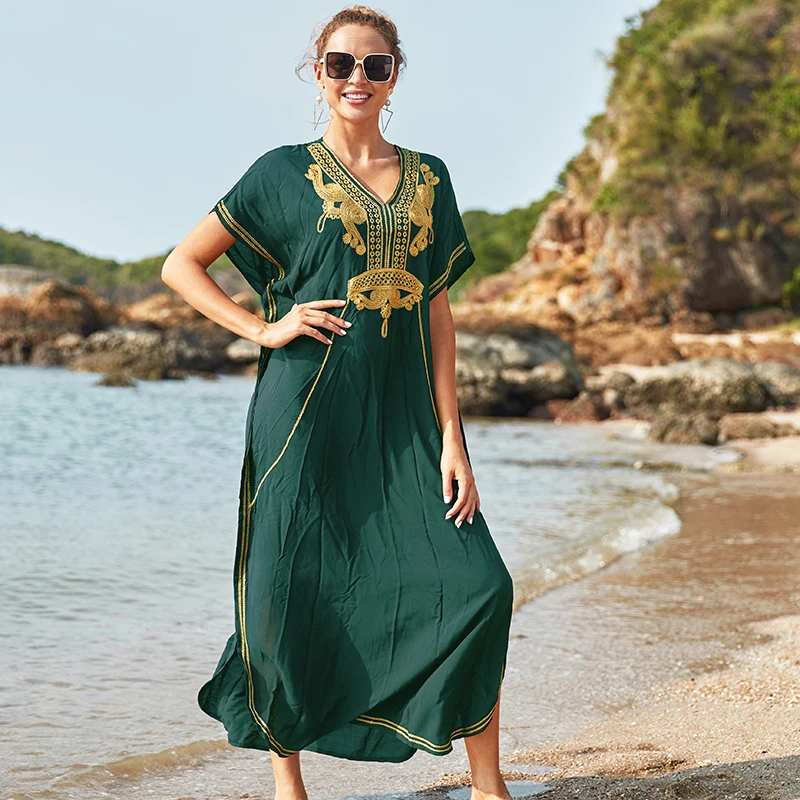 Baumwolle Strand Cover böfraufraufraufrauplus größe Bestickt Sarong Pareos de Playa Bikiini Abdeckung up Robe Plage Bea|Пляжная