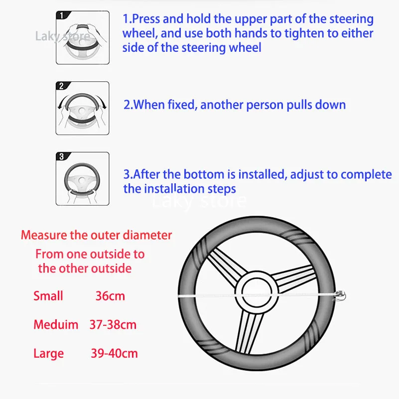 

New Original Breathable and Non-slip PU Leather Car Steering Wheel Cover Universal 15inch 38cm Black Red