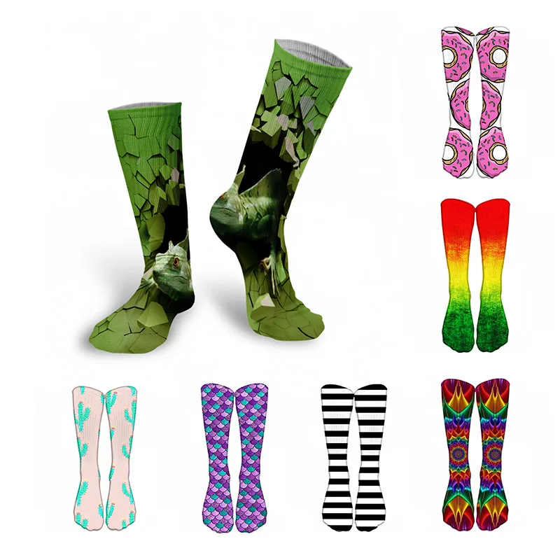 Новинка креативные женские длинные носки с 3D принтом спортивные в стиле хип хоп
