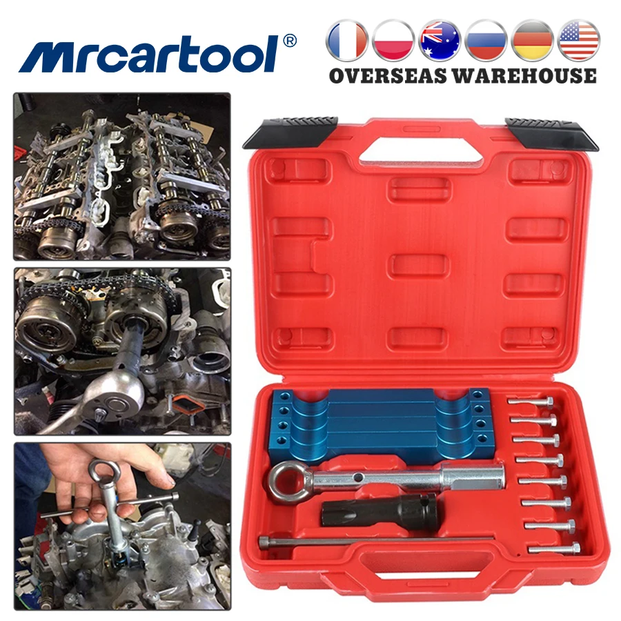 MRCARTOOL 15PCS Car Injector Removal Puller Timing Tool Set Camshaft Timing Alignment Tool Kits For Mercedes Benz M157 M276 M278