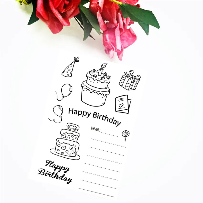 11x16 см Торт ко дню рождения прозрачный печать прозрачные наклейки силиконовый