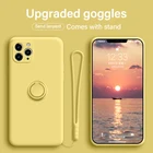Ультратонкий Магнитный чехол из жидкого силикона для телефона iPhone 12 11 Pro SE XS max XR X 8 7 6 Plus чехол с кольцом-кронштейном