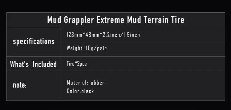4 шт., 1,9 дюймов, губка для шин Dragon Claw для 1/10 RC Гусеничный автомобиль Trx4 Defender Bronco D90 D110, осевой Scx10 90047